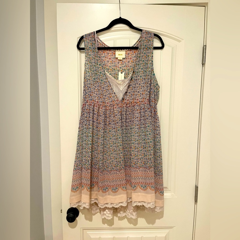 New Maeve (Anthropologie) floral v-neck babydoll mini dress